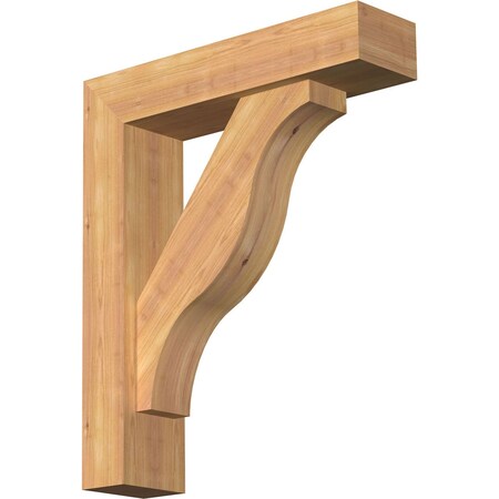 Ekena Millwork Funston Block Smooth Bracket w/ Offset Brace, Western Red Cedar, 5 1/2"W x 22"D x 26"H BKT0604X22X26FST05SWR